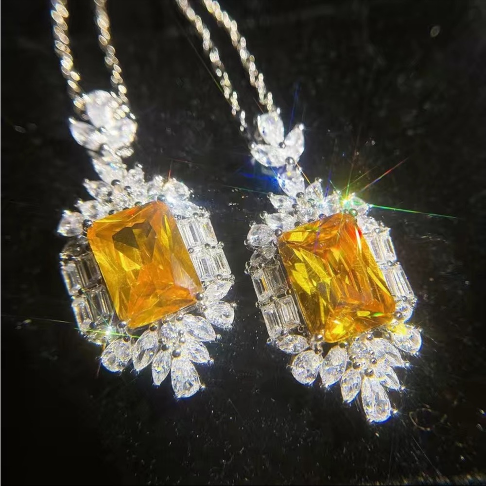 New Gorgeous 925 Silver Citrine Pendant Necklace - Picture 3 of 10